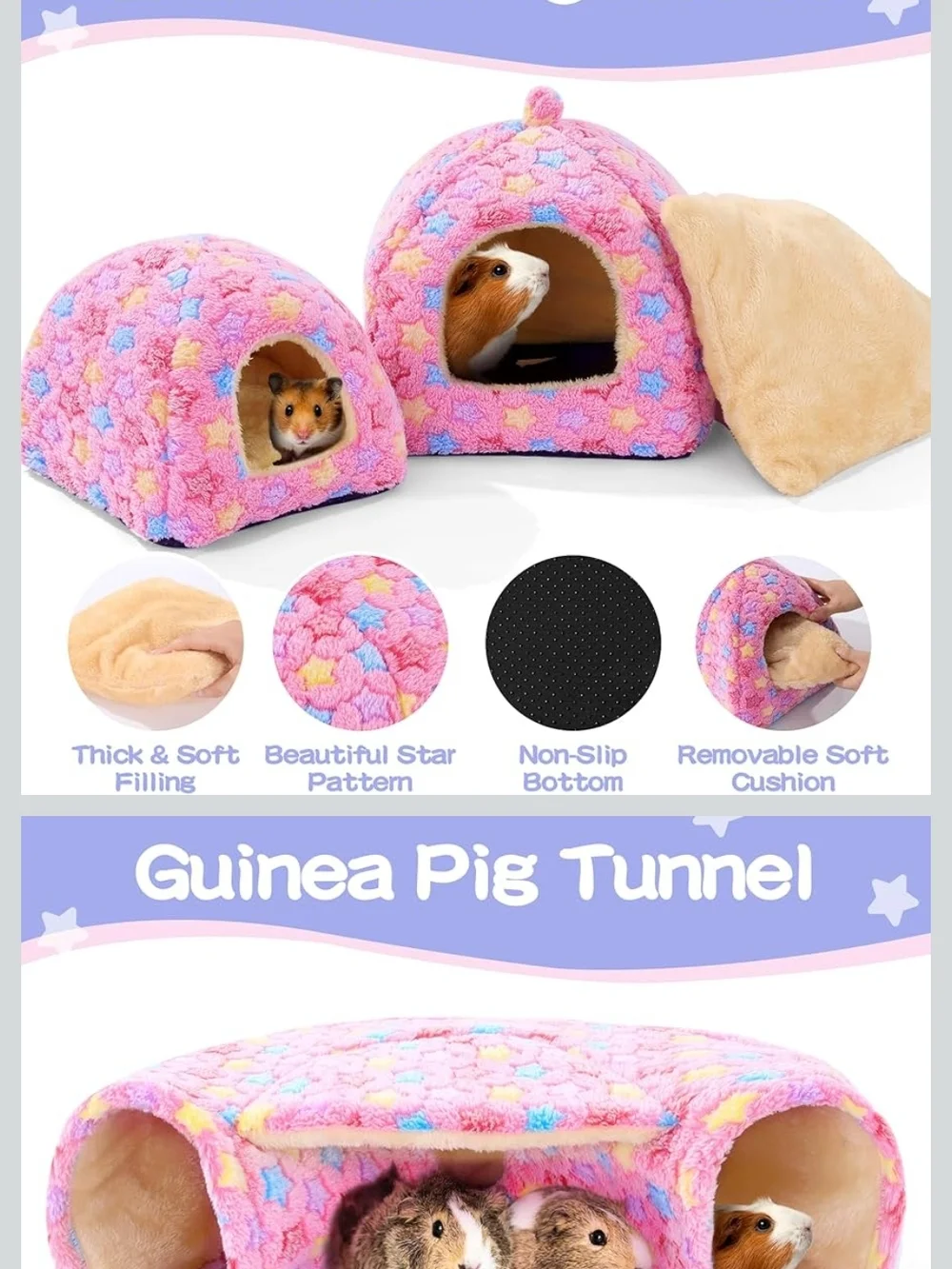 Pink Small Pet Cozy Bed & Hideout 3-Pack